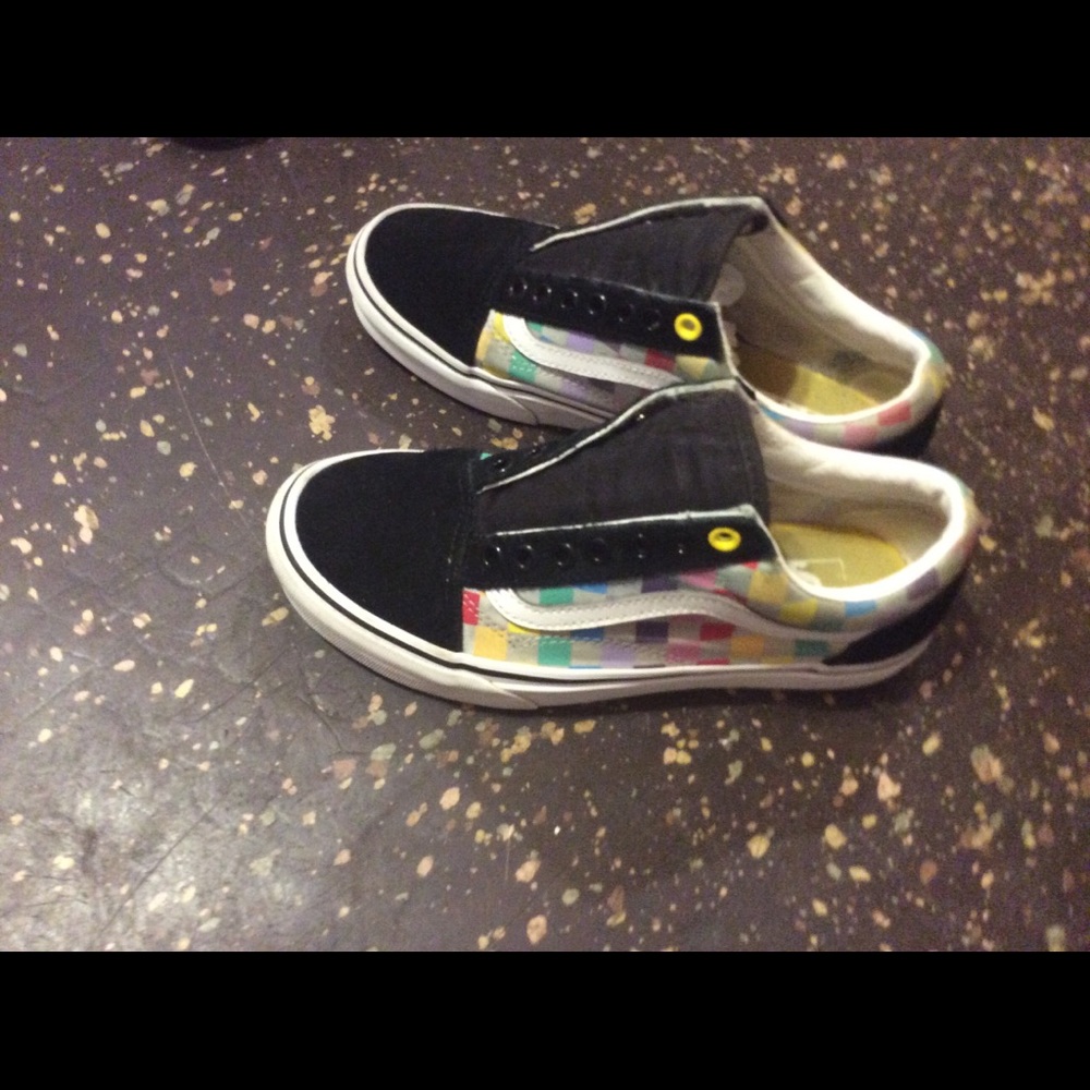 Rainbow Checkered board vans